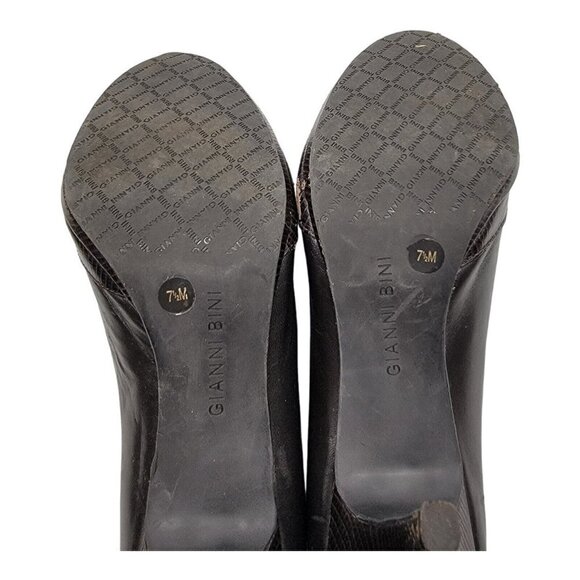 Gianni Bini Women's Size 7.5M Brown Leather Peep Toe Pump Stiletto Heels Shoes - Picture 11 of 11